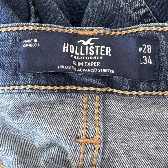 Hollister Mens SZ W28xL34 Slim Taper Jeans Zip-Fly Pockets Medium Wash Blue - Picture 8 of 9